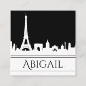 Fett Schwarz-Weiß-Paris Skyline Eiffel Tower Quadratische Visitenkarte (Vorderseite)