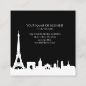 Fett Schwarz-Weiß-Paris Skyline Eiffel Tower Quadratische Visitenkarte (Rückseite)