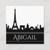 Fett Schwarz-Weiß-Paris Skyline Eiffel Tower Quadratische Visitenkarte (Vorderseite)