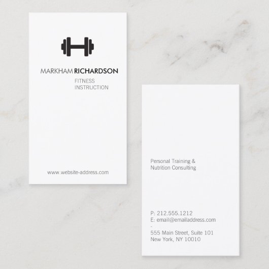 Fett Schwarz/Weiß Personal Trainer Business Card Visitenkarte (Vorne/Hinten)