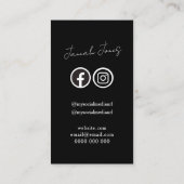 Fett Schwarz-Weiß QR Code Social Media Visitenkarte (Rückseite)