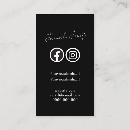 Fett Schwarz-Weiß QR Code Social Media Visitenkarte (Rückseite)