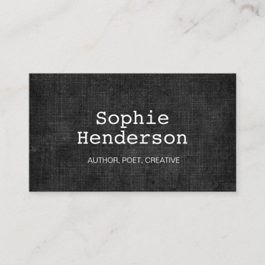 Fett Schwarz-Weiß-Schreibstil-Autor Visitenkarte (Vorderseite)