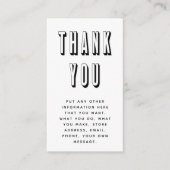 Fett Schwarz-Weiß-Spaß danke Enclosure Card Begleitkarte (Vorderseite)