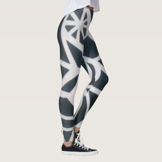 Fett Schwarz & Weiß Spider Web Geometric Muster. Leggings (Rechts)