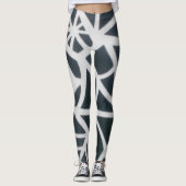 Fett Schwarz & Weiß Spider Web Geometric Muster. Leggings (Vorderseite)