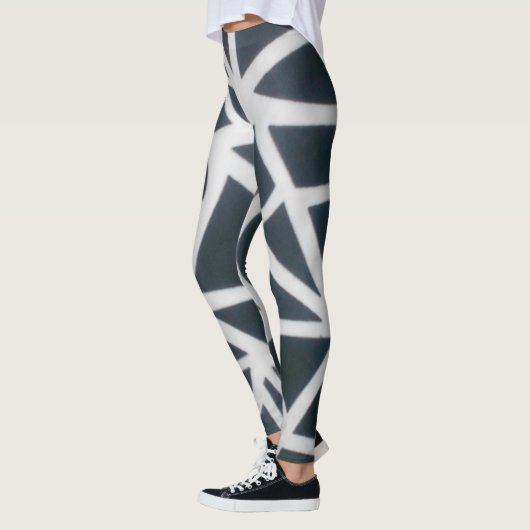 Fett Schwarz & Weiß Spider Web Geometric Muster. Leggings (Links)