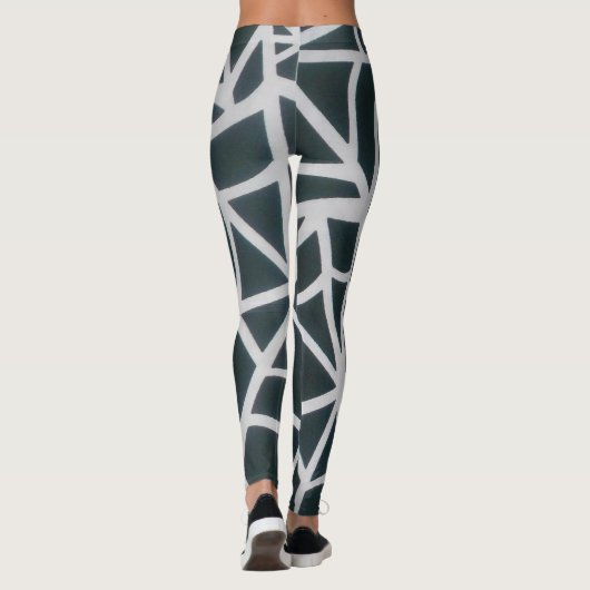 Fett Schwarz & Weiß Spider Web Geometric Muster. Leggings (Rückseite)