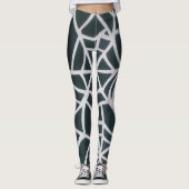 Fett Schwarz & Weiß Spider Web Geometric Muster. Leggings (Vorderseite)