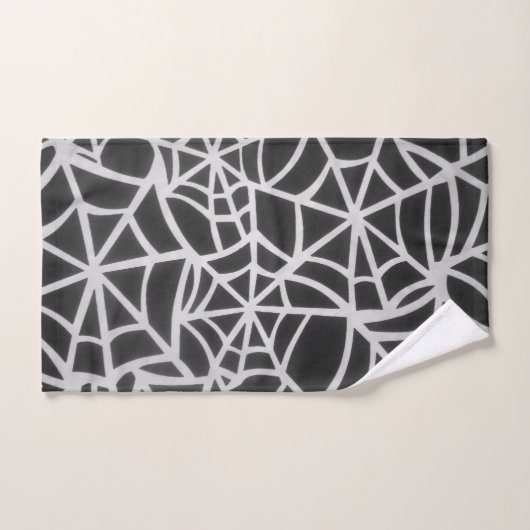 Fett Schwarz-Weiß-Spider-Webgeometrie Badhandtuch Set (Handtuch)