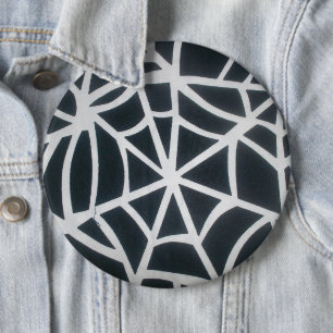 Fett Schwarz-Weiß-Spider-Webgeometrie Button