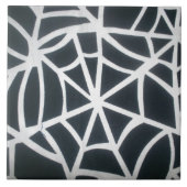 Fett Schwarz-Weiß-Spider-Webgeometrie Fliese (Vorderseite)