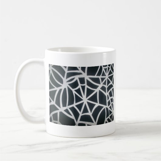 Fett Schwarz-Weiß-Spider-Webgeometrie Kaffeetasse (Links)