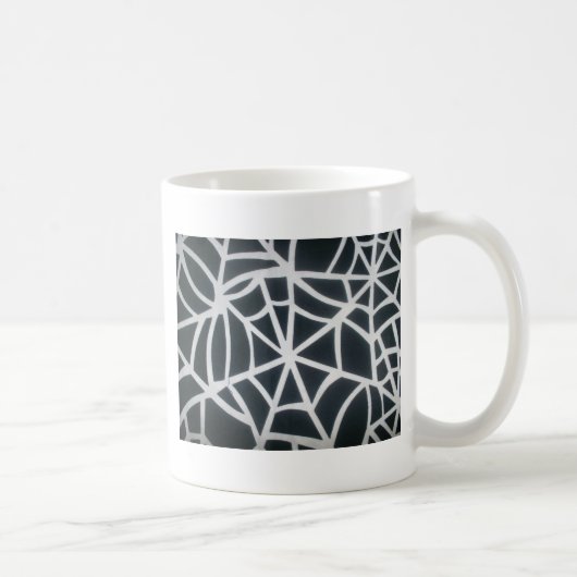 Fett Schwarz-Weiß-Spider-Webgeometrie Kaffeetasse (Rechts)