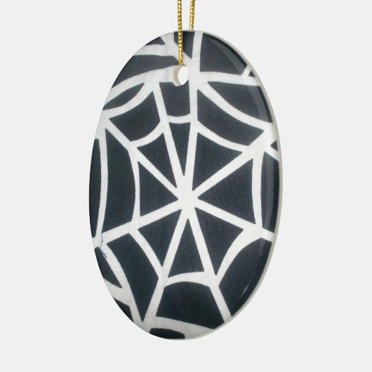 Fett Schwarz-Weiß-Spider-Webgeometrie Keramikornament (Links)