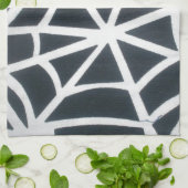 Fett Schwarz-Weiß-Spider-Webgeometrie Küchentuch (Gefaltet)