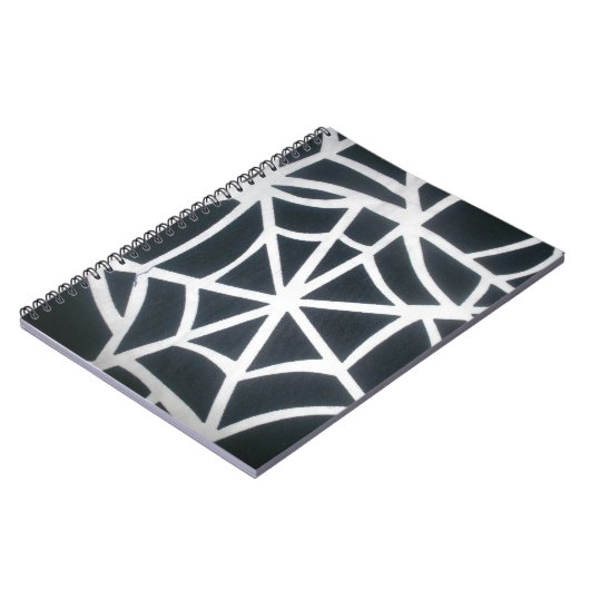 Fett Schwarz-Weiß-Spider-Webgeometrie Notizblock (Linke Seite)