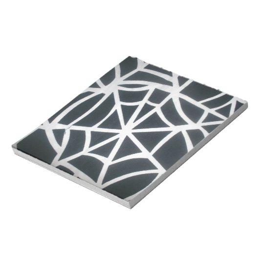 Fett Schwarz-Weiß-Spider-Webgeometrie Notizblock (Rotiert)