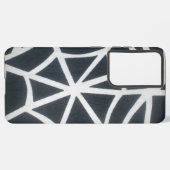 Fett Schwarz-Weiß-Spider-Webgeometrie Samsung Galaxy Hülle (Linke Seite)