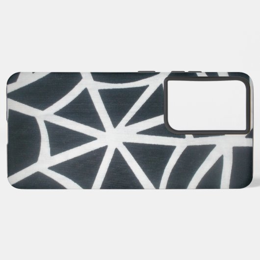 Fett Schwarz-Weiß-Spider-Webgeometrie Samsung Galaxy Hülle (Linke Seite)