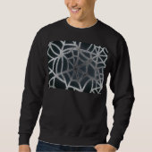 Fett Schwarz-Weiß-Spider-Webgeometrie Sweatshirt (Vorderseite)