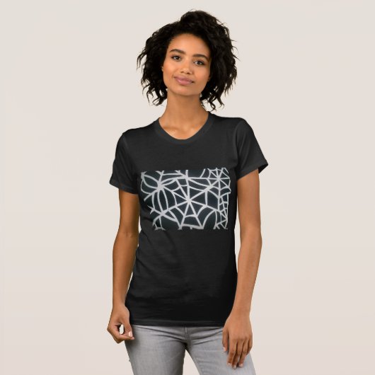 Fett Schwarz-Weiß-Spider-Webgeometrie T-Shirt (Vorne ganz)