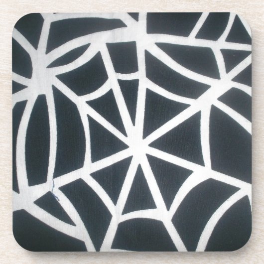 Fett Schwarz-Weiß-Spider-Webgeometrie Untersetzer (Vorderseite)