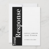 Fett Schwarz-Weiß-Text Hochzeitsantwort UAWG Einladung (Vorderseite)