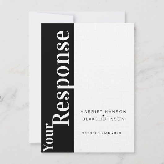 Fett Schwarz-Weiß-Text Hochzeitsantwort UAWG Einladung (Vorderseite)