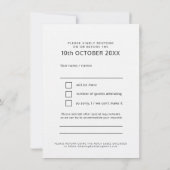 Fett Schwarz-Weiß-Text Hochzeitsantwort UAWG Einladung (Rückseite)