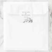 Fett Schwarz-Weiß-Wildblumen Quadratischer Aufkleber (Tasche)