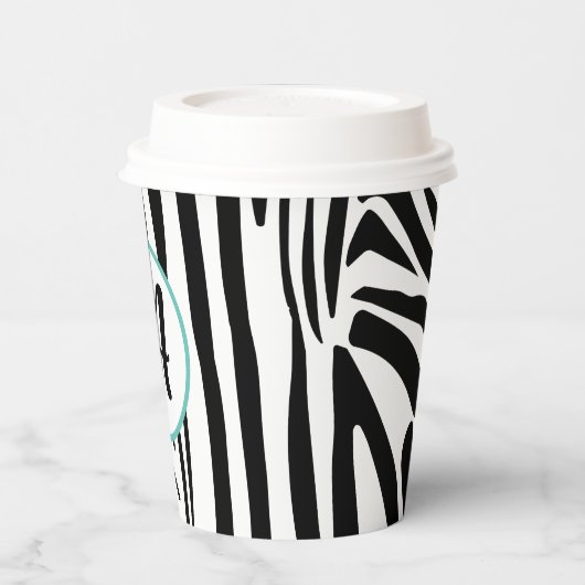 Fett Schwarz-Weiß-Zebra-Druckmuster Pappbecher (Links)
