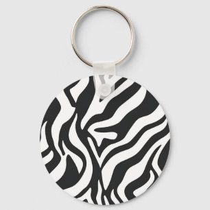 Fett schwarz weiß Zebrastreifen Wildtier Muster Schlüsselanhänger
