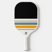 Fett Schwarz-weiße, gelbe schieferblaue Streifen Pickleball Schläger (Vorderseite)