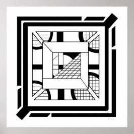 Fett Schwarz-weiße Geometrie, Abstrakte Linie Art Poster