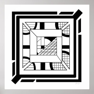 Fett Schwarz-weiße Geometrie, Abstrakte Linie Art Poster