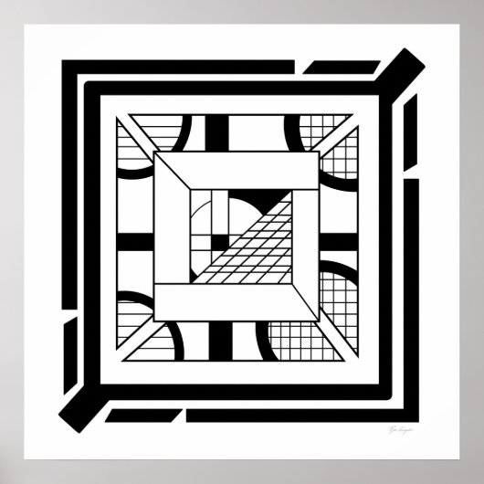 Fett Schwarz-weiße Geometrie, Abstrakte Linie Art Poster (Vorne)