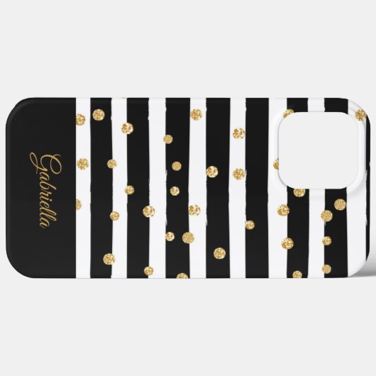 Fett Schwarz-weiße Imitate Gold Strip Muster Case-Mate iPhone Hülle (Rückseite (Horizontal))