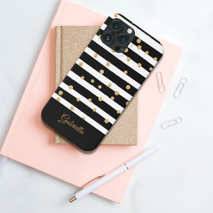 Fett Schwarz-weiße Imitate Gold Strip Muster Case-Mate iPhone Hülle