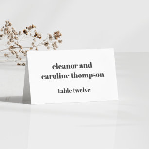 Fett Schwarz-weiße Retro Custom Wedding Platzkarte Tischnummer