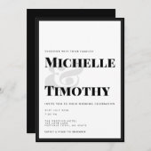 Fett Schwarz-weiße Typografie Minimalistisch Hochz Einladung (Vorne/Hinten)