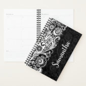 Fett Schwarz-weißer floraler Wochen-/Monatsplaner Planer (Anzeige)