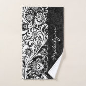 Fett Schwarz-weißes Blumendesign Badetücher Set (Handtuch)