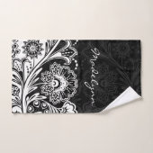 Fett Schwarz-weißes Blumendesign Badetücher Set (Handtuch)