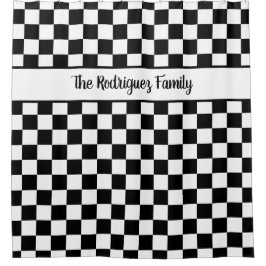 Fett Schwarz-weißes Prüfmuster Individuelle Name Duschvorhang