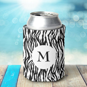 Fett Schwarz-weißes Zebra-Druckmuster Cooles Monog Dosenkühler