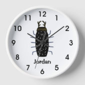 Fett schwarzer Käfer-Bugantennen Jungs Zimmer cool Uhr (Vorderseite)
