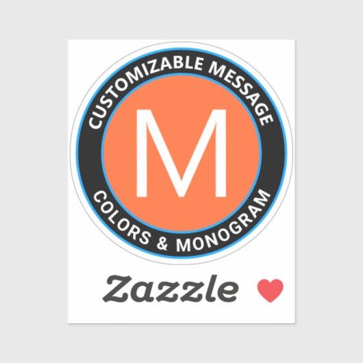 Fett Schwarzer Orangenblauer Rundtext Aufkleber (Blatt)