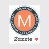 Fett Schwarzer Orangenblauer Rundtext | transparen Aufkleber (Blatt)