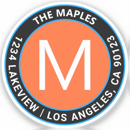 Fett Schwarzer Orangenblauer Rundtext | transparen Aufkleber (Vorderseite)